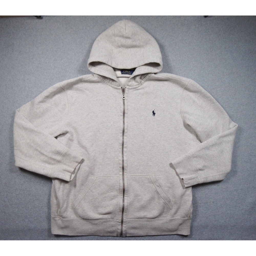 Polo Ralph Lauren Sweatshirt Mens 2XL XXL Gray Hoodie Full Zip Pony Logo